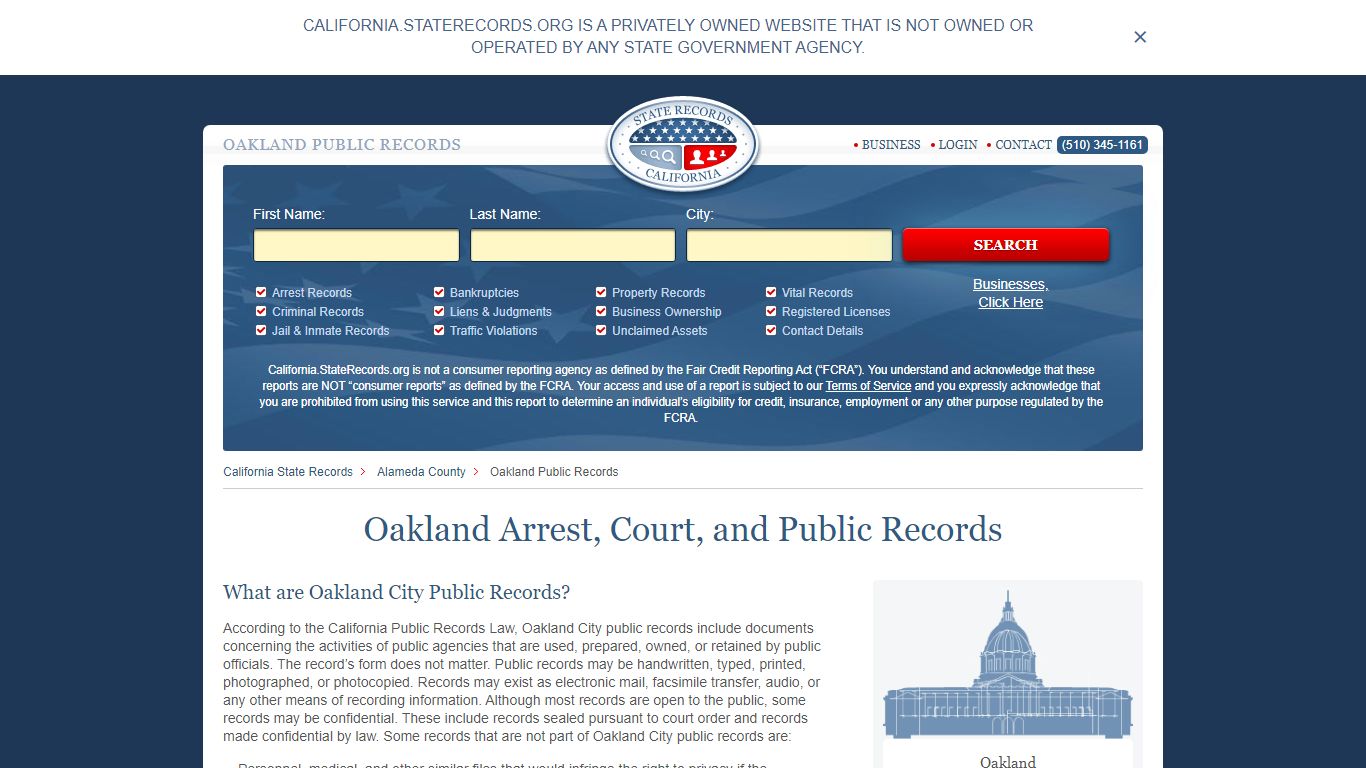 Oakland Arrest and Public Records | California.StateRecords.org